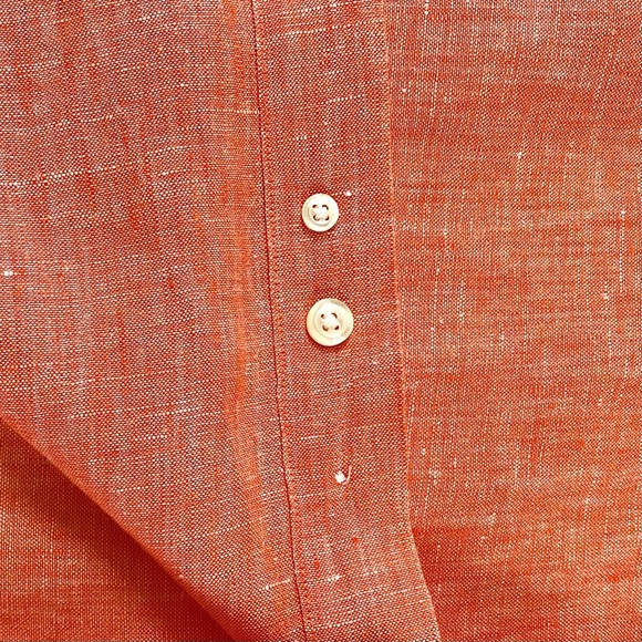 BROOKS BROTHERS 346 MEN’S 100% LINEN SHIRT ORANGE SIZE LARGE - Picture 14 of 15